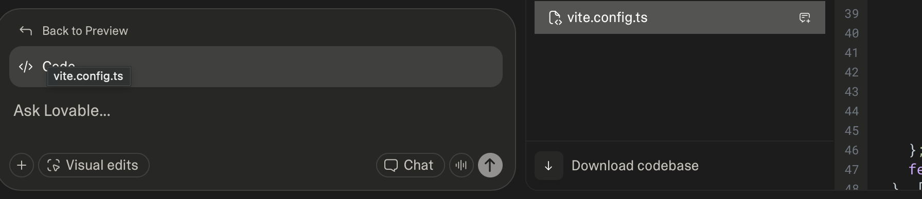 Download codebase button